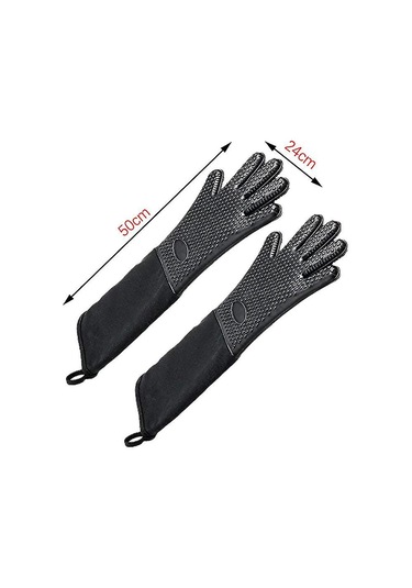 Ekstra Uzun Profesyonel Silikon Fırın Eldiveni, İç Pamuklu Isıya Dayanıklı Şef Eldiveni, Mutfak, Izgara, Fırınlama Ve Barbekü İçin Diğer