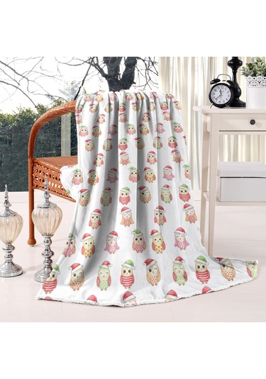 Noel Desenli 40x50 İnç Polar Battaniye, Yumuşak, Hafif Ve Kalın, Erkek, Kadın Ve Çocuk İçin Noel Baykuş Baba Noel
