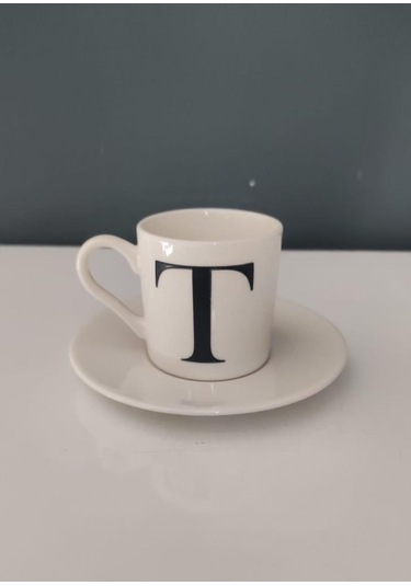 Decorıum Kum T Harfli Kahve Fincanı Beyaz