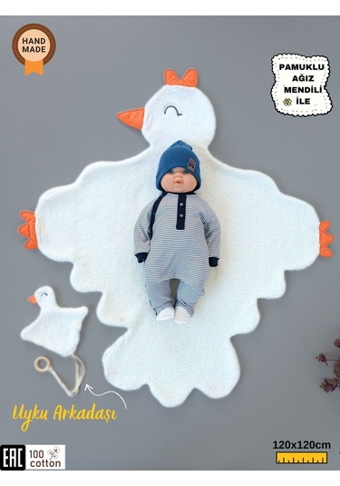 Kışlık Wellsoft Peluş Kuzu Kumaş Bebek Battaniyesi- Çok Amaçlı Minik Kuş Bebek Örtüsü -120x120cm Btn10257 Ekru