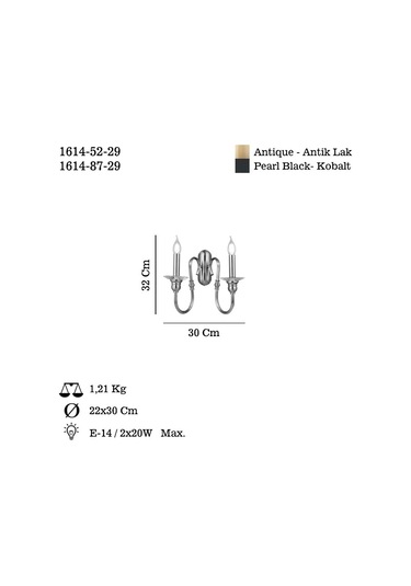 Boreno 2 Lı Antık Lak Aplık 2xe14 Antik Lak