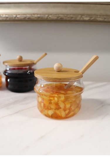 The Mia Bambu Kapaklı Borosilikat Cam Kavanoz 250 Ml