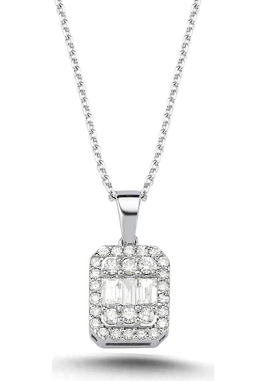 0,35 Karat Pırlantalı Baget Kolye