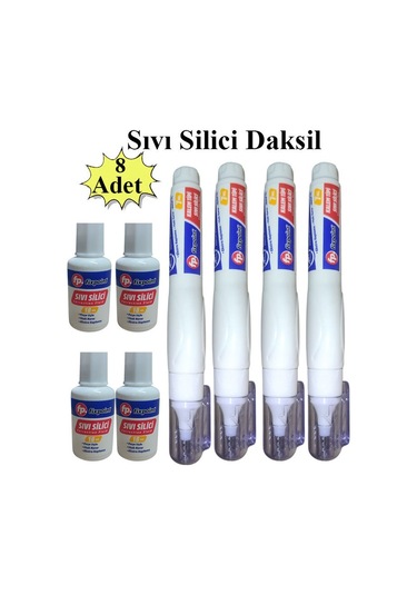 Sıvı Silici Daksil Ve Kalem Daksil 8 Adet Fırçalı Sıvı Düzeltici Daksil Yazı Düzeltici Okul Ofis Büro Fırça Uçlu Daksi