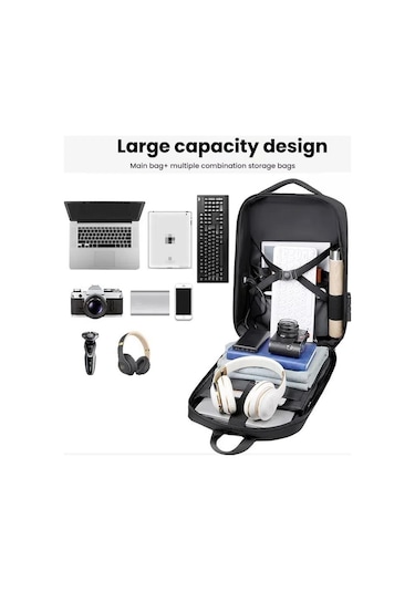 Sones Usb+type-c Şarj Portlu 15,6-16,6 İnç Sert Kabuklu Dizüstü Bilgisayar Sırt Çantası Unisex Hırsızlığa Karşı Korumalı Mavi İş Seyahat Çantası Diğer