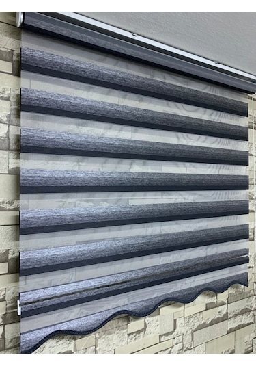 Siyah Gri Geçişli Zebra Perde (Etekli)