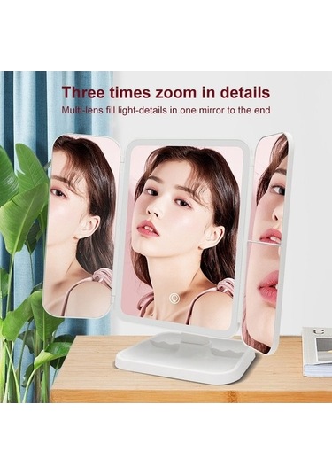 Electronıc Outlet Üç Makyaj Katlı Kare Ctbx Aynası - Şık Ve Pratik Tasarım, Mükemmel Görüntü Kalitesi Beyaz