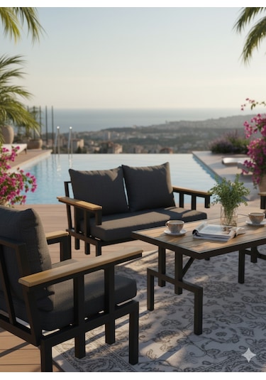 Hexa Lounge Dış Mekan Oturma Takımı Siyah