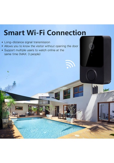 Yaozixa Akıllı Dış Kapı Zili Wifi - Kablosuz 480p Kamera, İki Yönlü Ses, Pır Hareket Algılama, Gece Görüşü, Beyaz