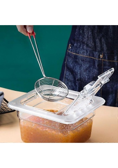 Paslanmaz Çelik Süzgeç Mutfak Aleti Paslanmaz Çelik Sıcak Tencere Süzgeci Paslanmaz Çelik Tel Kepçe Kaşık 1 Adet, Çok Renkli