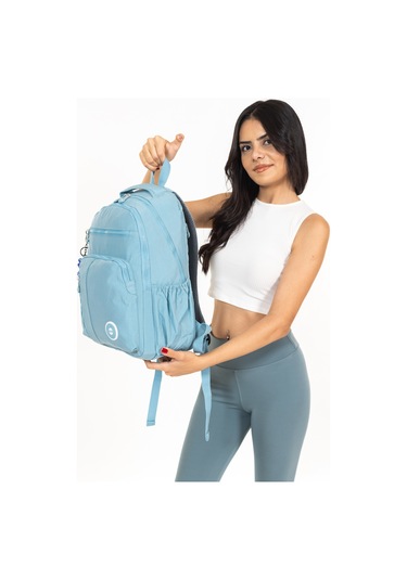 Modern Tarzda Su Geçirmez Krınkil Kumaş Okul Sırt Çantası Hafif, Konforlu Ve Fonksiyonel Tasarım - Buz Mavisi Buz Mavisi