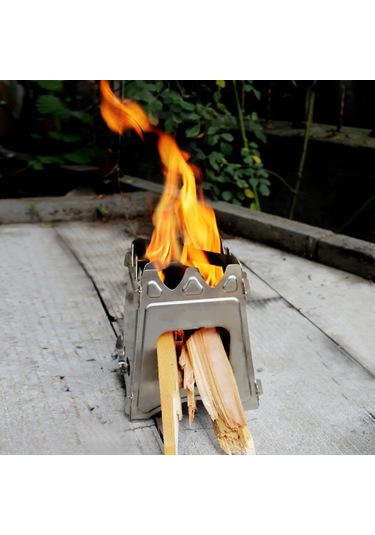 Kamp Odun Sobası Taşınabilir Paslanmaz Çelik Hafif Katılaşmış Gümüş