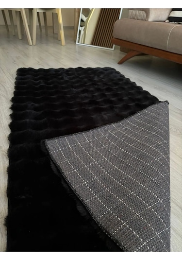 Aries Home Tavşan Tüyü Yumuşak Keçeleşmez Dekoratif Bubble İthal Kalite Post Halı K