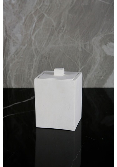 Betonmall 7 Parça Mermer Desenli Beton Banyo Seti Sıvı Sabunluk Diş Fırçalık Pamukluk Mumluk Tepsi Saksı - Beyaz Beyaz