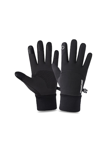 Maiyame Kışlık Spor Eldiveni: Doku Dokunmatik, Sıcak Tutucu, Kayma Önleyici, Rüzgar Dayanıklı - Siyah M Diğer