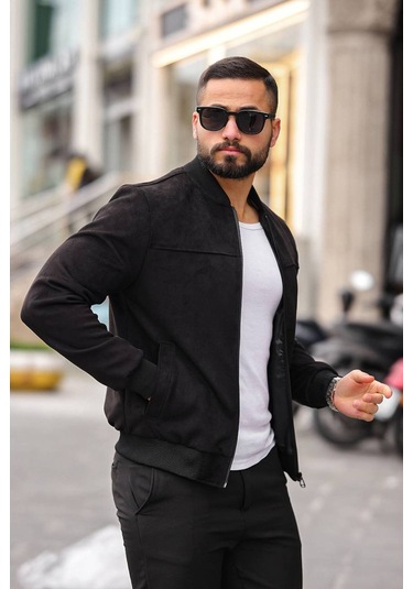 Unisex Süet Kolej Ceket - Günlük Ve Spor Kombinlerin Vazgeçilmezi Siyah Süet