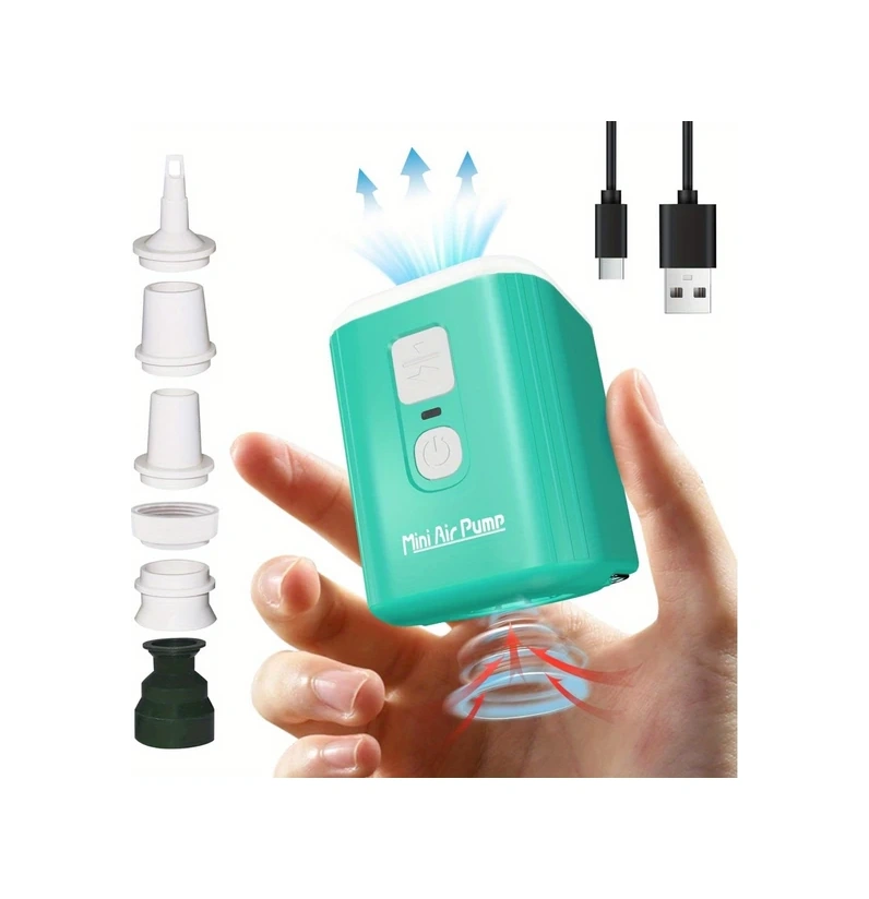 Willowhaven Yeşil Mini Şişirme Pompası 1600mah Bataryalı Kamp Lambalı Şişme Yatak Havuz Oyuncağı