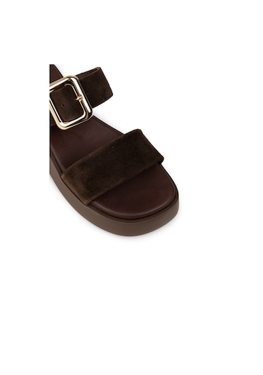 Deery Kadın Hakiki Süet Kahverengi Platform Sandalet - L2506zkhvp01