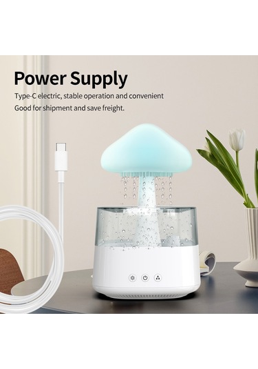 Sones Ch08 450ml Yağmur Nemlendirici Mantar Bulutu Renkli Gece Lambası Aromaterapi Makinesi, Stil: Uzaktan Kumanda Olmadan