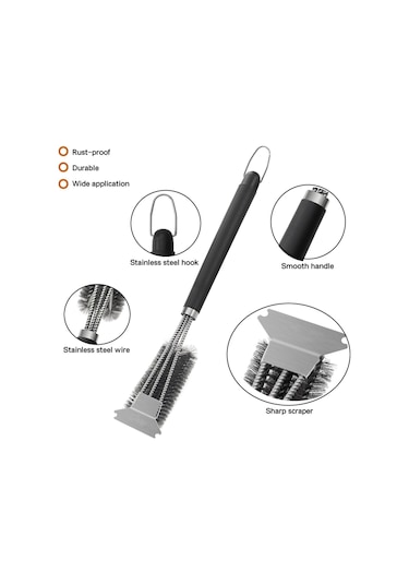 Xiyyadms Üç Kafa Çelik Tırnaklı Grill Temizleme Fırça, Bbq Izlerini Kaldırır, Eldivenli Kolu Ve Saklama Kanca İle Dayanıklı Isıya Dayanıklı Alet Çok Renkli