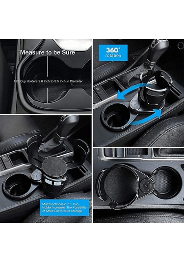 Hombey Mat Siyah Araba Bardak Tutucu: Genişletilebilir 2'li Adaptör, Su/içecek/lezzet Saklama, 7.4-15cm Genişleme Aralığı