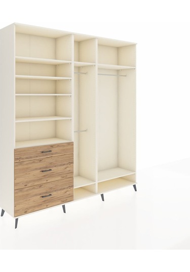 Hyperion Dolap 9 Raflı 3 Çekmeceli 3 Askılı 220x44x243 Aytaşı-aytaşı/çam Aytası/atlas Çam