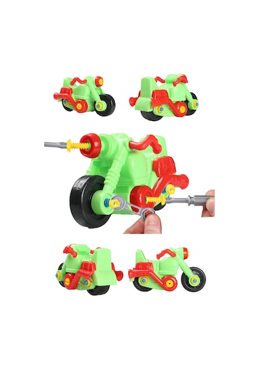 Eğitici Sök Tak Oyuncak Pilli Matkaplı 45 Parça Araç Tamir Seti Kepçe Ve Yeşil Motor