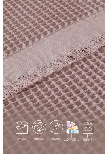 Elart Ruffle Pike Çift Kişilik 220x240 Cm Pudra Pudra