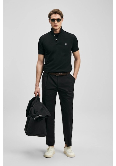 Lufian Laon Smart Siyah Erkek Polo Yaka T-shirt 111040230