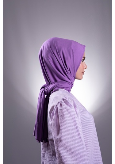 Mor Düz Klasik Şal Viskon Kumaş Likralı Penye 202101_22 Mor