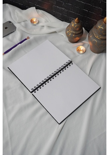 Mustafa Kemal Atatürk Siyah Ahşap Kapaklı Defter - Günlük - Çizgisiz Defter - A5 Notebook