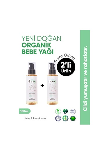 Clooe Organik Bebek Yağı 100ml - 2'li Fırsat Paketi