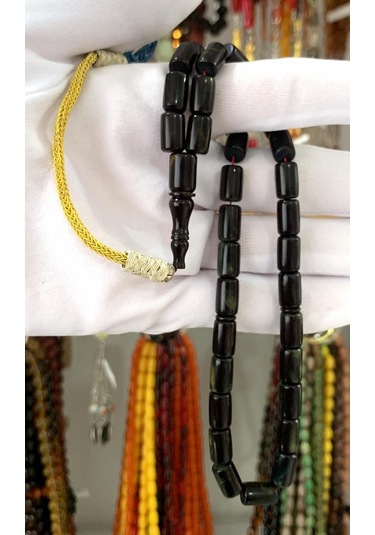 Siyah Sedefli Sıkma Kehribar Tesbih