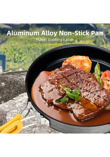 Alocs Yapışmaz Tava Alüminyum Alaşımlı Orta Katlanır Saplı Siyah