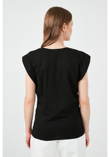 Lela Pamuklu Bisiklet Yaka Kolsuz Bayan T Shirt 5864019 Siyah