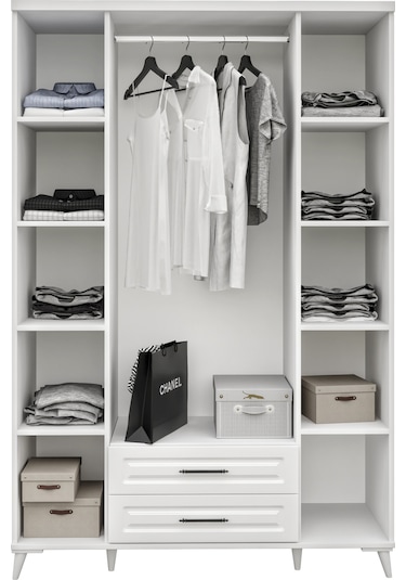 GuneyStore Gözde 4 Kapaklı Komple MDF Beyaz Gardırop