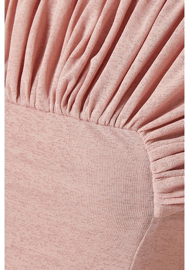 Eegen Studio Rahat Fitli Marrgot Örgü Midi Elbise - Off Shoulder, Şık Ve Çok Yönlü Tasarım Pembe