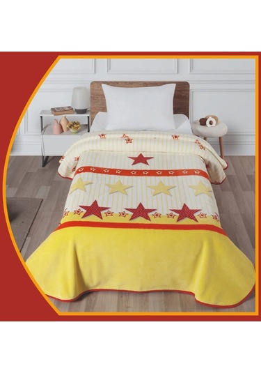 Polo Life Taraftar Yıldız Tek Kişilik Battaniye -gs Sarı Kırmızı Sarı - Kırmızı
