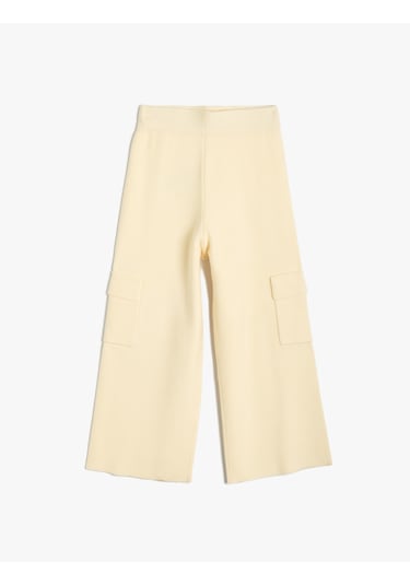 Koton Basic Bol Paça Pantolon Kargo Cep Detaylı Bej 5wkg40001at Ekru