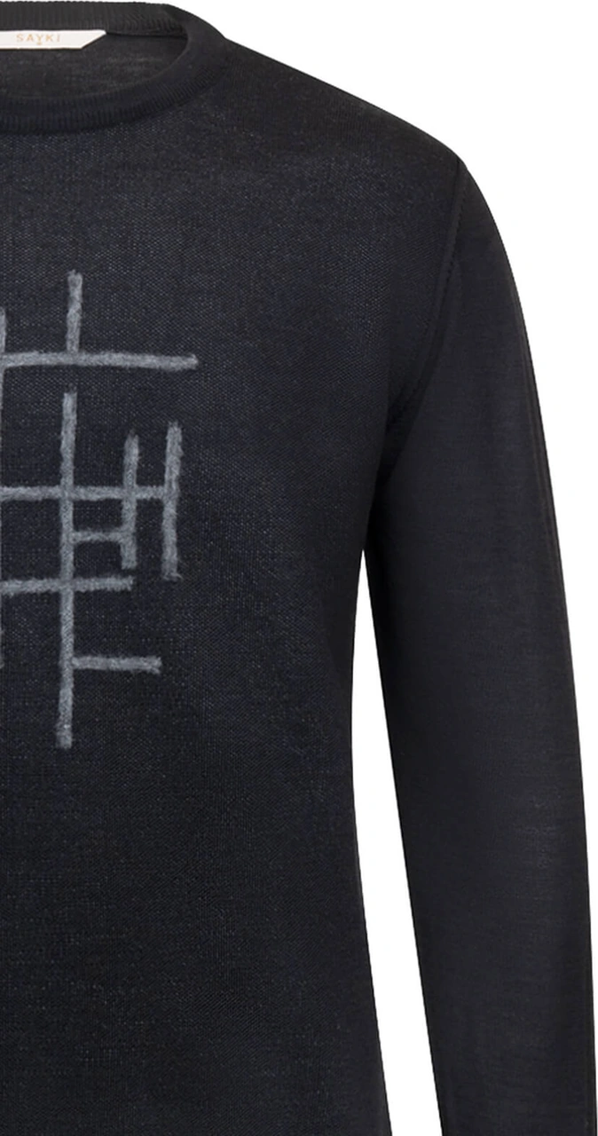 Siyah Regular Fit Jakarlı Bisiklet Yaka Yünlü Triko Kazak 31199 Siyah