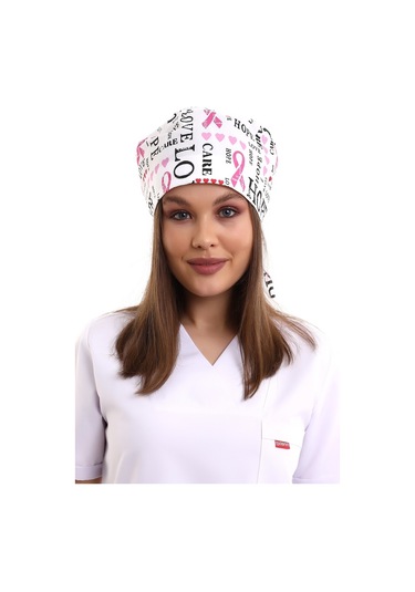 Beyaz Love Desenli Cerrahi Bone - Doktor Bone-Standart-9001 Love Beyaz