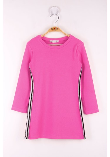 Toontoy Kız Çocuk 2 Yandan Şeritli Elbise Nar Çiçeği