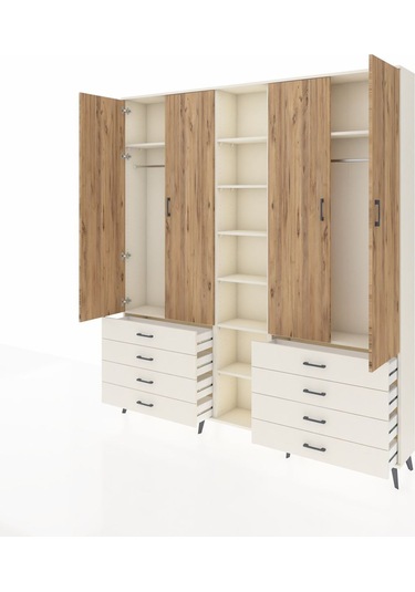 Arges Dolap 10 Raflı 8 Çekmeceli 2 Askılı 220x30x243 Aytaşı-çam/aytaşı Atlas Çam/aytası