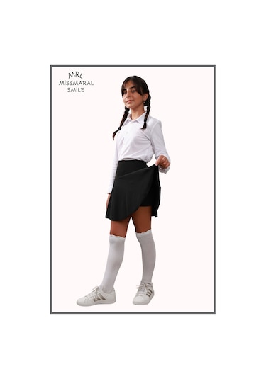 Kız Çocuk Okul Etek Siyah Yüksek Bel Içi Şortlu Okul-oyun-spor- 23 Nisan Etkinlik Eteği Siyah