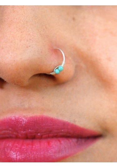 Gümüş İki Turkuaz Taş Ve Yay Detay Hızma 925 Ayar Hızma-hızma47 Gümüş