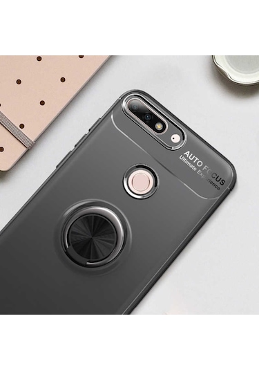 Huawei Y7 2018 Kilif Yüzüklü Magnetli Ravel Case 389753847
