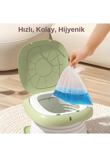 Cat Potty Katlanabilir Çocuk Tuvaleti, Çok Fonksiyonlu Taşınabilir Alıştırma Lazımlığı Yeşil