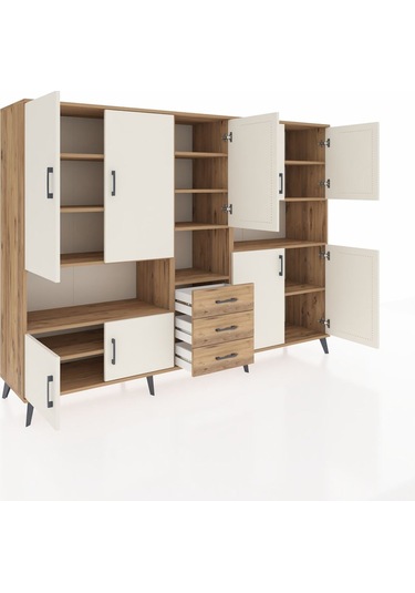 Hyperion Dolap 13 Raflı 3 Çekmeceli 9 Kapaklı 220x44x163 Çam-ayta Çam-aytaşı/çam