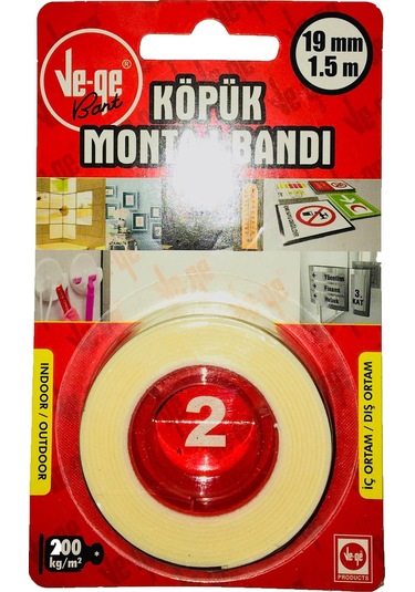 Ve-Ge Köpük Montaj Bandı 19 Mm X 1.5 Metre Iç Ortam N11.105
