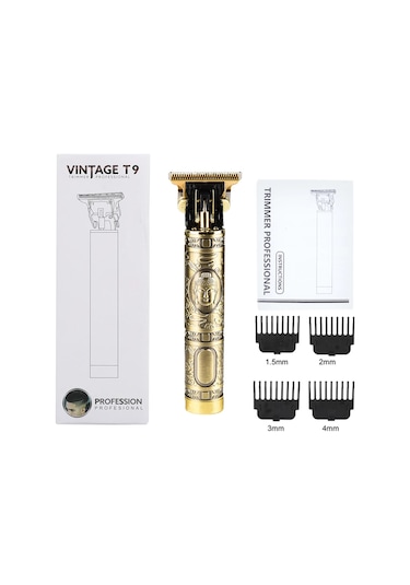 Vintage T9 Metal Şarjlı Profesyonel Saç Ense Sakal Tıraş Makinesi